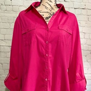 Pink Posey Plus Size Button Up